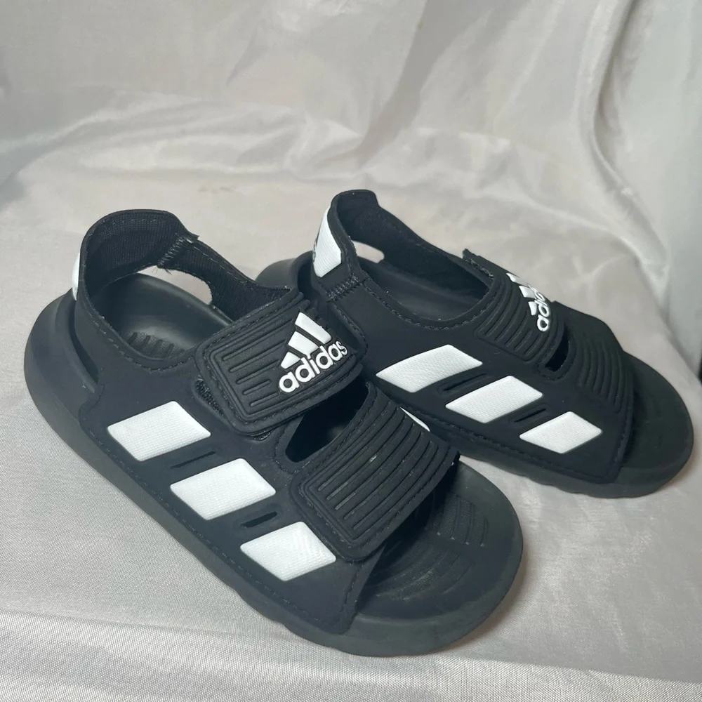 Adidas Black Water Shoes with Three Stripes